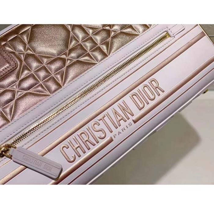 Dior Women CD Medium Vibe Zip Bowling Bag White Padded Étoile Calfskin