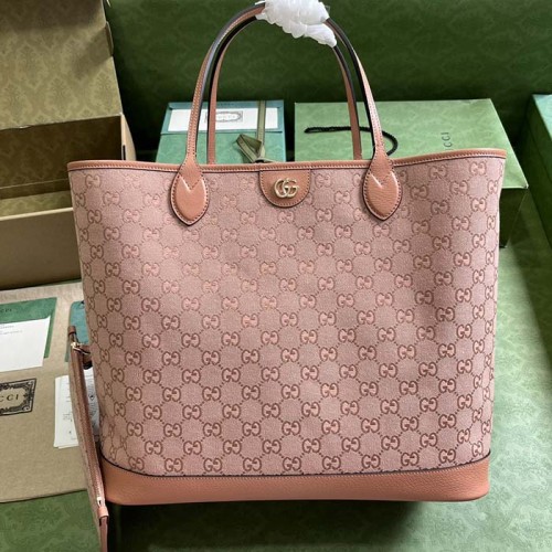 Gucci Unisex Ophidia GG Large Tote Bag Pink GG Canvas Double G