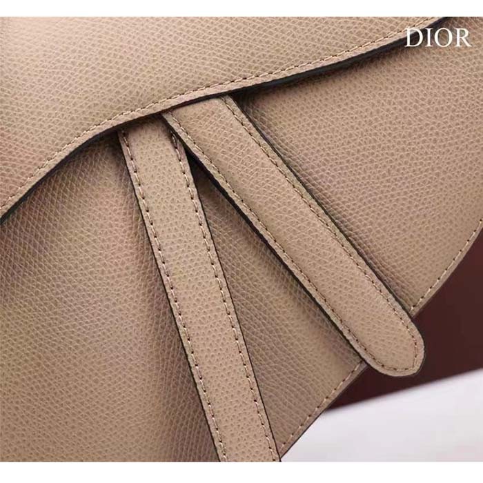 Dior Women CD Saddle Bag Strap Sand-Colored Grained Calfskin