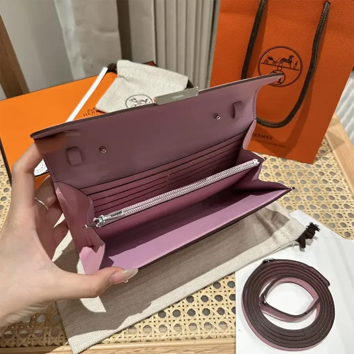 Hermes Women Constance Long To Go in Epsom Leather-Pink/Silver