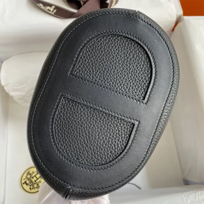 Hermes Women In the Loop 18 Handbag Clemence Leather-Black/Gold