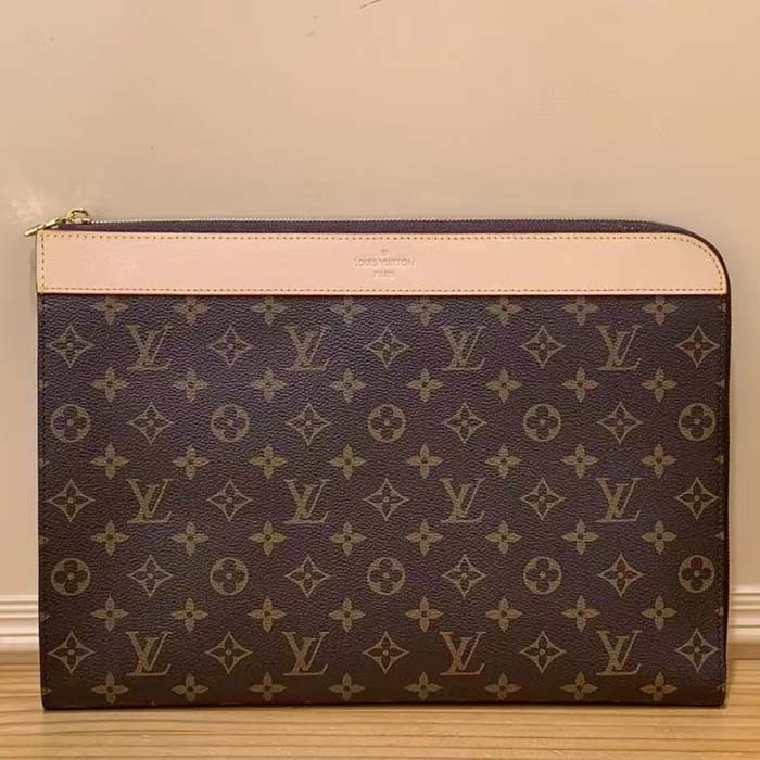 Louis Vuitton LV Unisex Pochette Jour Monogram Coated Canvas Aged Cowhide Leather