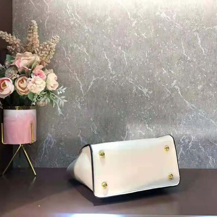 Fendi Women Way Small Made of Camellia-Colored Leather Bag-White