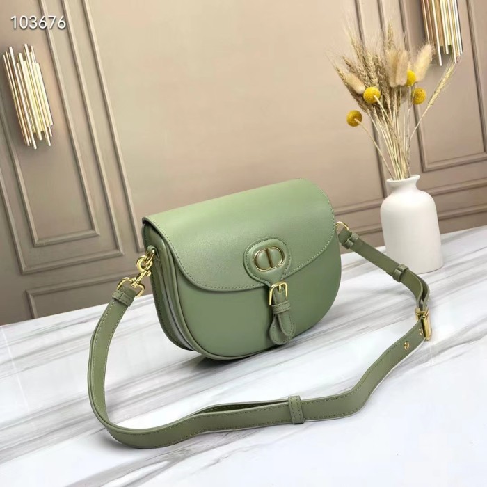 Dior Women Medium Dior Bobby Bag Cedar Green Box Calfskin Flap Closure