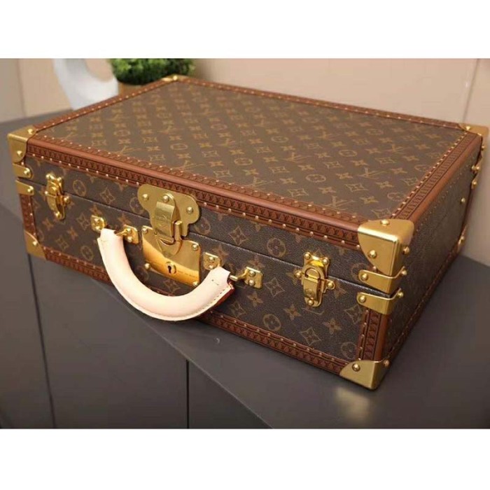 Louis Vuitton LV Unisex President Suitcase in Monogram Canvas-Brown