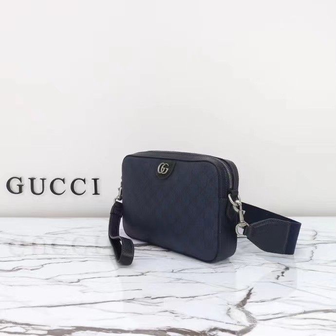 Gucci GG Unisex Ophidia GG Crossbody Bag Blue Black GG Supreme Canvas Double G