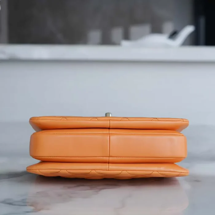 Chanel Women Mini Flap Bag with Top Handle Lambskin-Orange