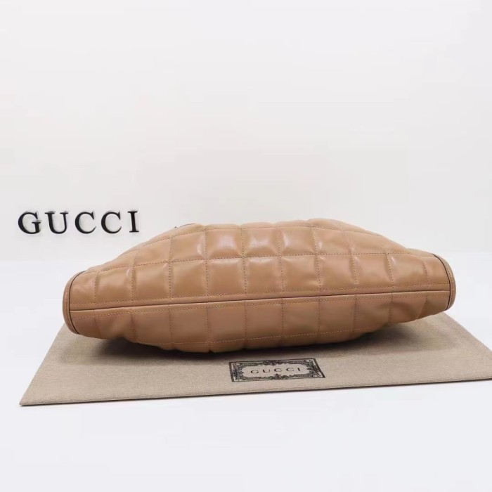 Gucci Unisex GG Deco Medium Tote Bag Rose Beige Quilted Leather Two-Toned Vintage Interlocking G