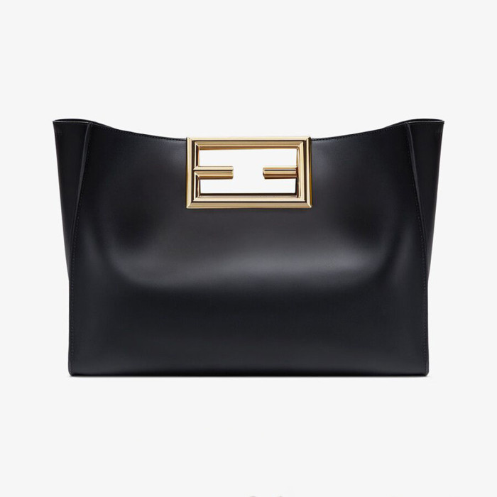 Fendi Women Way Medium Made of Camellia-Colored Leather Bag-Black
