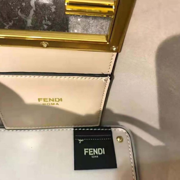 Fendi Women Way Small Made of Camellia-Colored Leather Bag-White