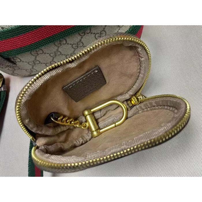 Gucci Unisex Ophidia GG Heart Utility Belt Coin Purse Pouch Beige Ebony Supreme Canvas