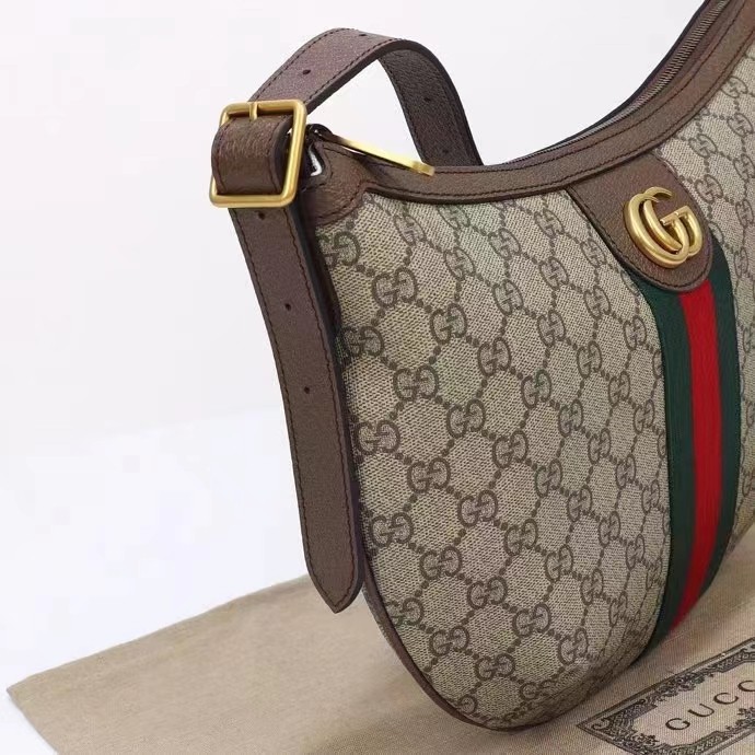 Gucci Unisex Ophidia GG Small Crossbody Bag Beige Ebony Soft GG Supreme Canvas Double G Style ‎598125 9IK3T 8745