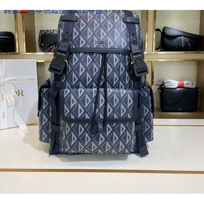 Dior Unisex CD Hit The Road Backpack Navy Blue CD Diamond Canvas