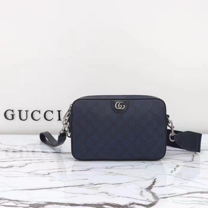 Gucci GG Unisex Ophidia GG Crossbody Bag Blue Black GG Supreme Canvas Double G
