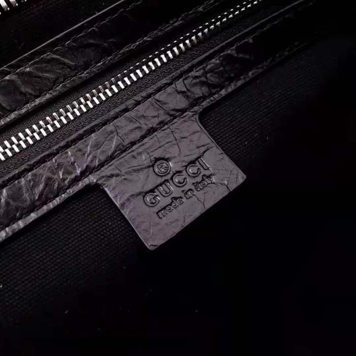 Gucci GG Men Pouch with Interlocking Bag in Black Soft Leather