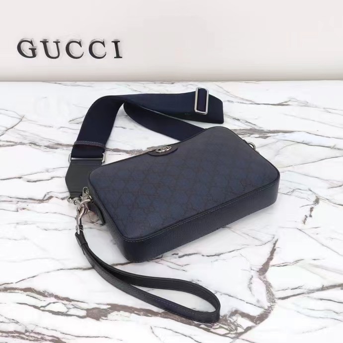 Gucci GG Unisex Ophidia GG Crossbody Bag Blue Black GG Supreme Canvas Double G