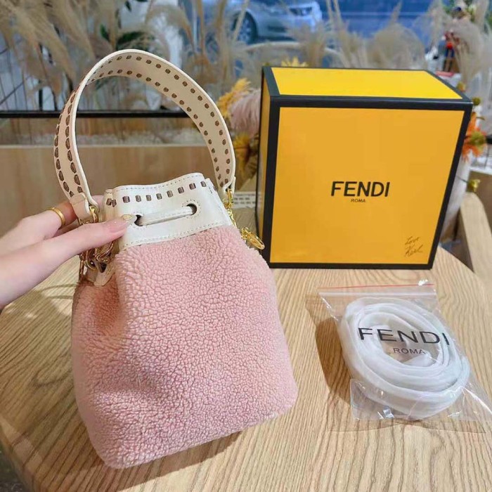 Fendi Women Mon Tresor Pink Sheepskin Mini-Bag