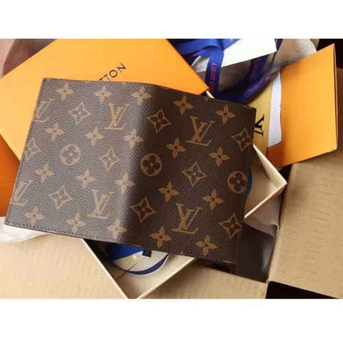 Louis Vuitton LV Unisex Passport Cover Brown Monogram Coated Canvas Cowhide Leather