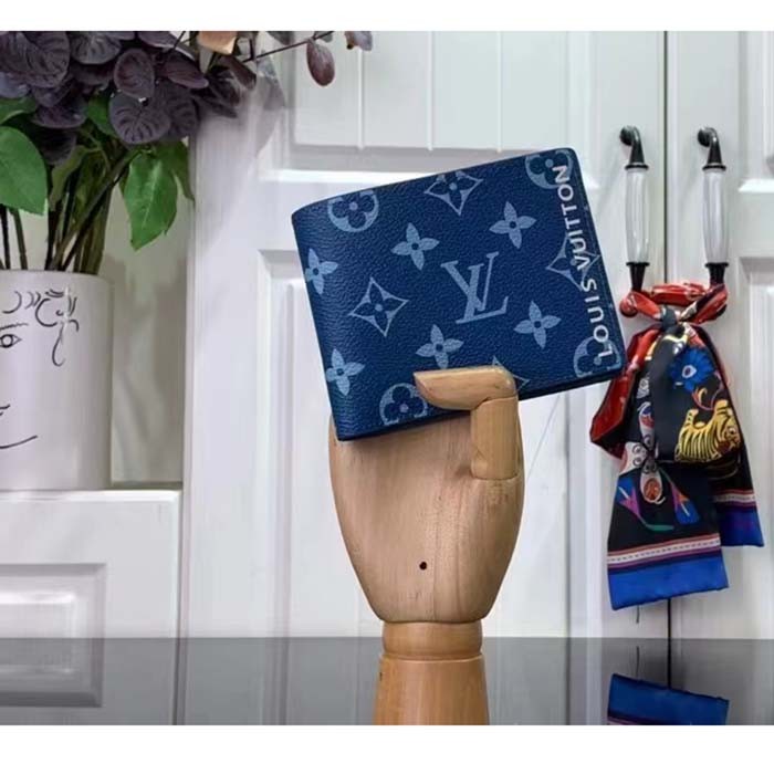 Louis Vuitton LV Unisex Slender Wallet Atlantic Blue Monogram Coated Canvas