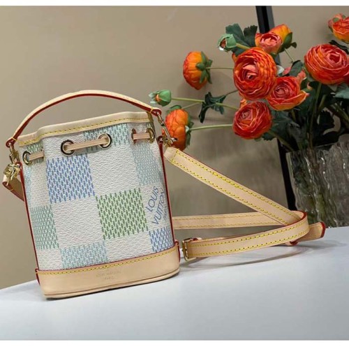 Louis Vuitton LV Unisex Nano Noé Pistachio Green Damier Coated Canvas N40640