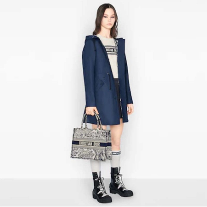Dior Unisex Small Dior Book Tote Blue Toile De Jouy Embroidery