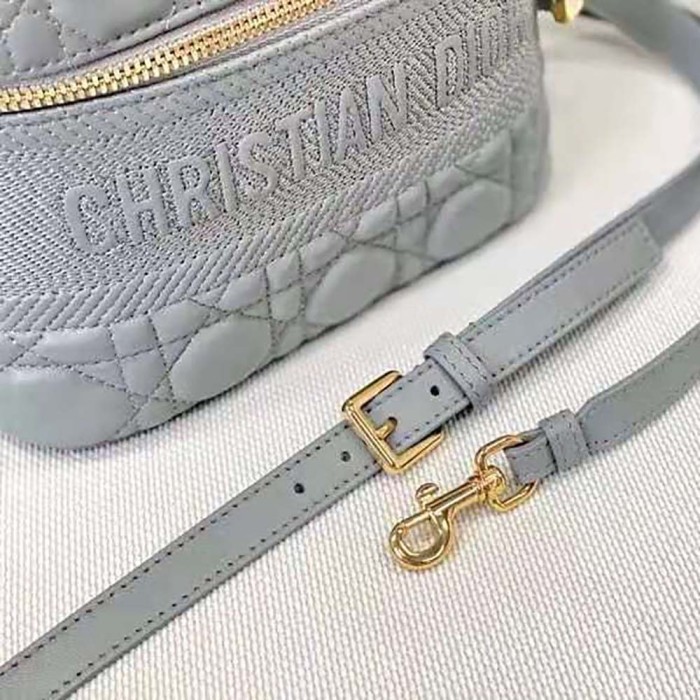 Dior Women Small Diortravel Vanity Case Cannage Lambskin-Silver