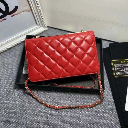 Chanel Women Mini Flap Bag Calfskin & Gold-Tone Metal-Red
