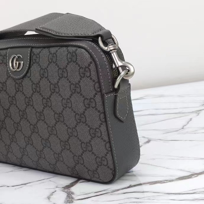 Gucci GG Unisex Ophidia GG Crossbody Bag Grey Black GG Supreme Canvas Double G