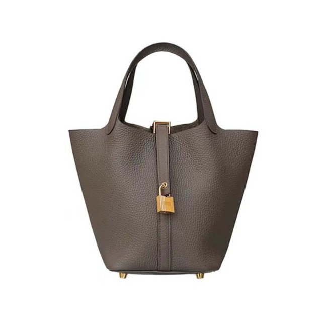 Hermes Women Picotin Lock 18cm in Cowhide leather-Gray