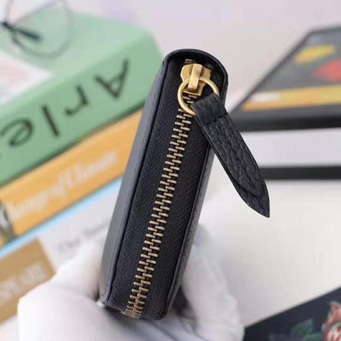 Gucci GG Unisex Leather Zip Around Wallet in Black Leather