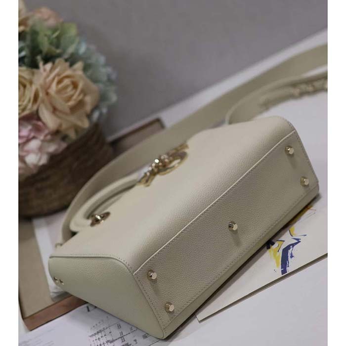 Dior Women CD Medium Lady D-Sire My ABCDior Bag Powder Beige Bull Leather