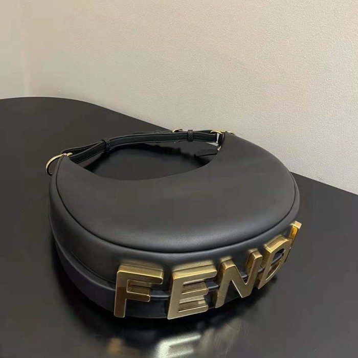 Fendi Women Fendigraphy Small Black Leather Bag-Black