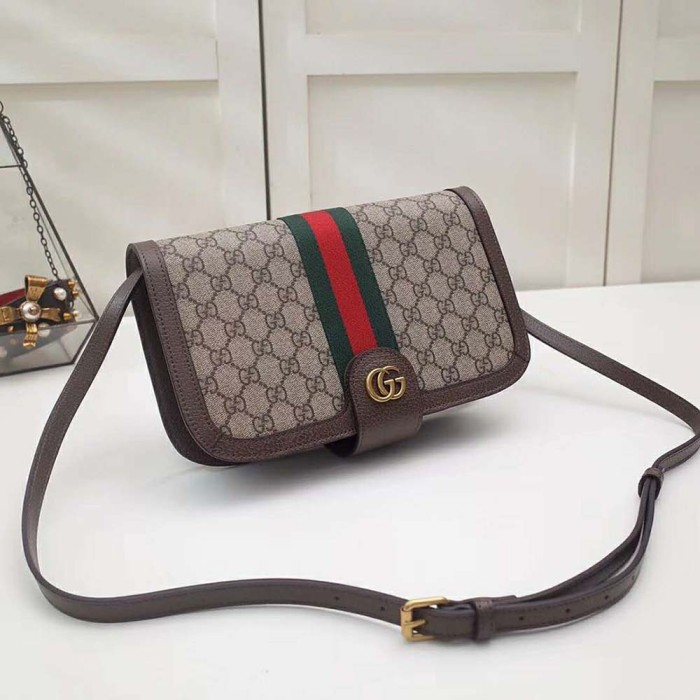 Gucci GG Unisex Ophidia GG Messenger Bag-Brown
