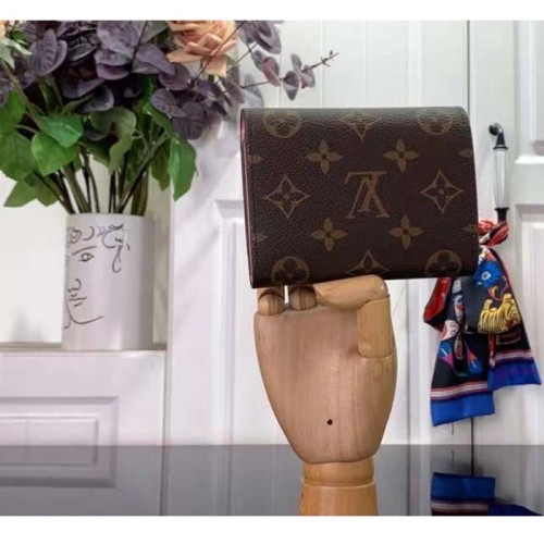 Louis Vuitton LV Unisex Victorine Wallet Pink Monogram Coated Canvas Grained Cowhide Leather