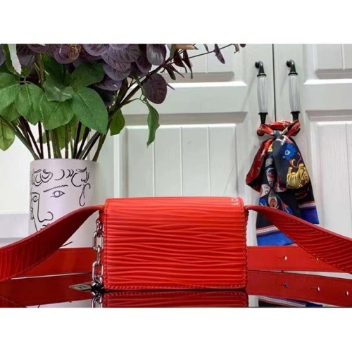 Louis Vuitton LV Unisex Micro Steamer Vermillion Red Epi XL Grained Leather Cowhide Leather