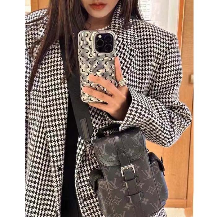 Louis Vuitton LV Unisex Nano Christopher Monogram Eclipse Coated Canvas Cowhide Leather