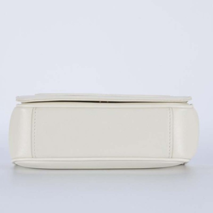 Chanel Women Large Double C Gold Chain Cross Body Flap Bag-White