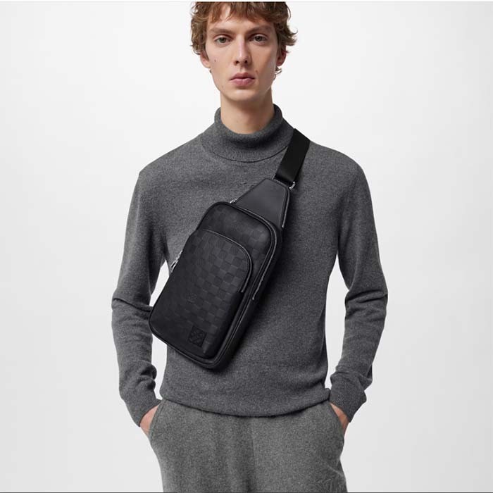 Louis Vuitton LV Unisex Avenue Sling Bag Black Damier Infini Cowhide Leather