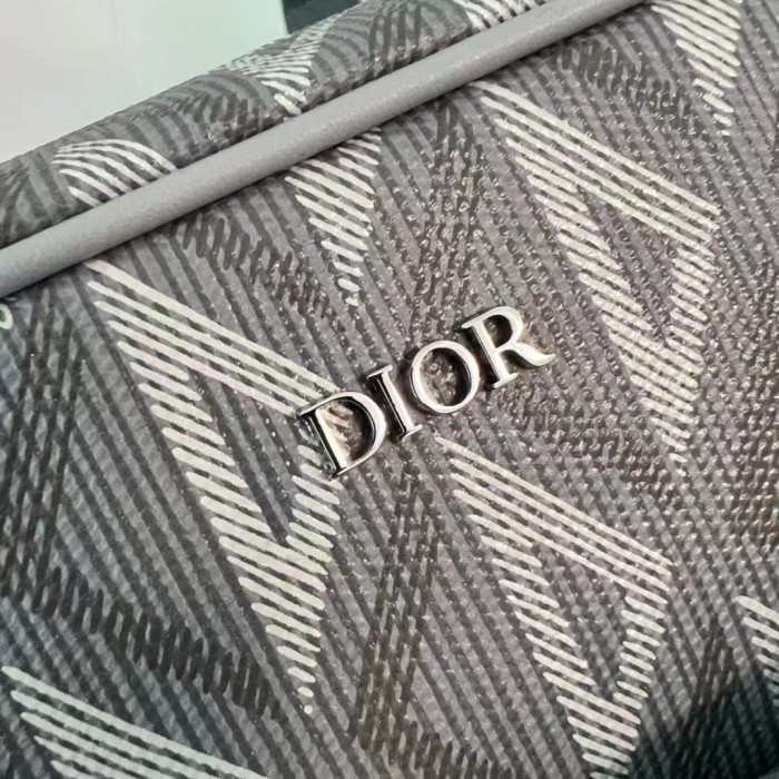 Dior Unisex CD Hit The Road Pet Carrier Bag Gray Diamond Canvas Smooth Calfskin