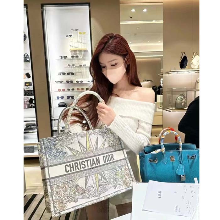Dior Women CD Large Book Tote White Multicolor Rêve D'Infini Embroidery