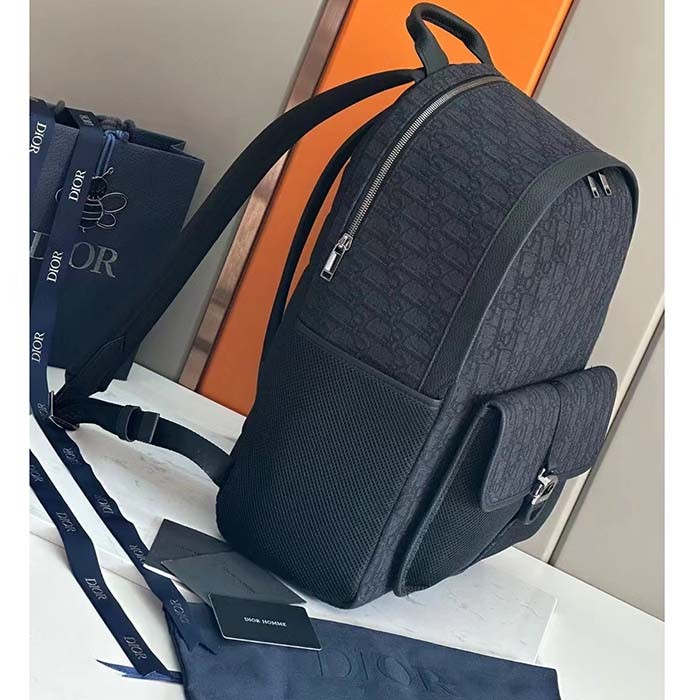 Dior Unisex CD Dior 8 Backpack Black Dior Oblique Jacquard