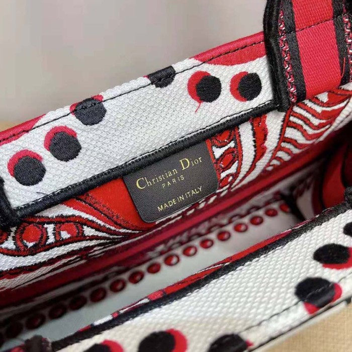 Dior Women Medium Dior Book Tote Latte Multicolor Cupidon Embroidery