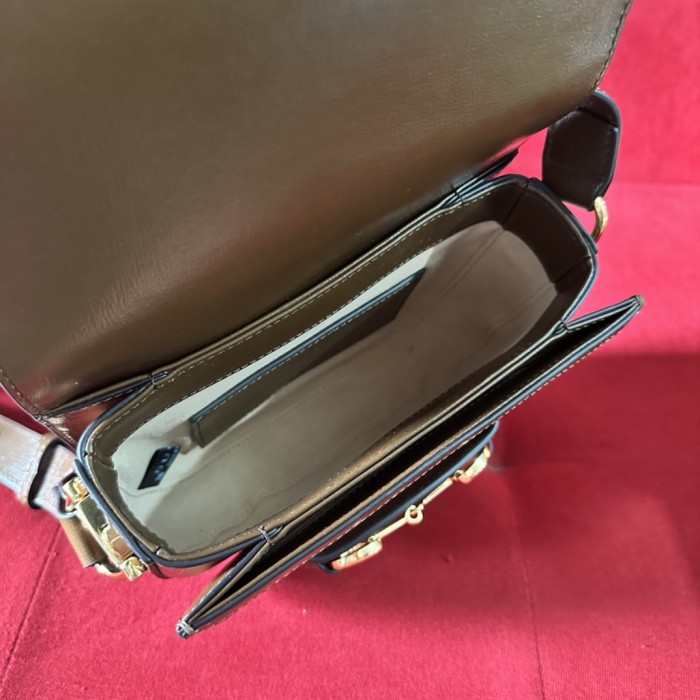 Gucci GG Women Gucci Horsebit 1955 Mini Rounded Bag Beige Ebony GG Supreme Canvas