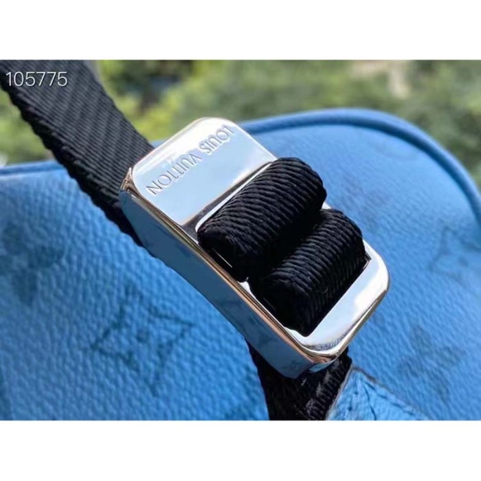 Louis Vuitton LV Unisex Outdoor Messenger Navy Blue Taiga Cowhide Leather Monogram Canvas