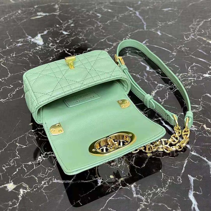 Dior Women Micro Dior Caro Bag Cloud Lime Supple Cannage Calfskin