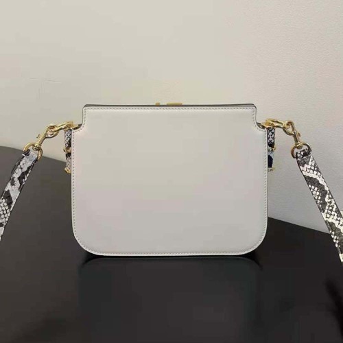 Fendi Women Touch White Leather Bag with Metal FF Clasp