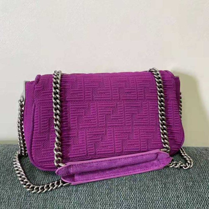 Fendi Women Midi Baguette Chain FF Fabric Bag-Purple