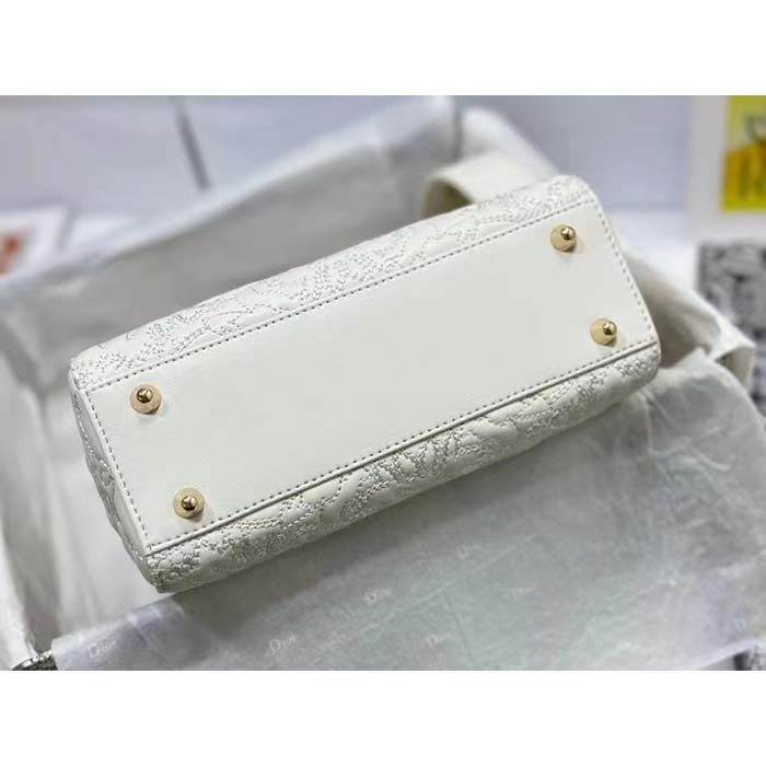 Dior Women CD Small Lady Dior My ABCDior Bag Latte Quilted-Effect Lambskin