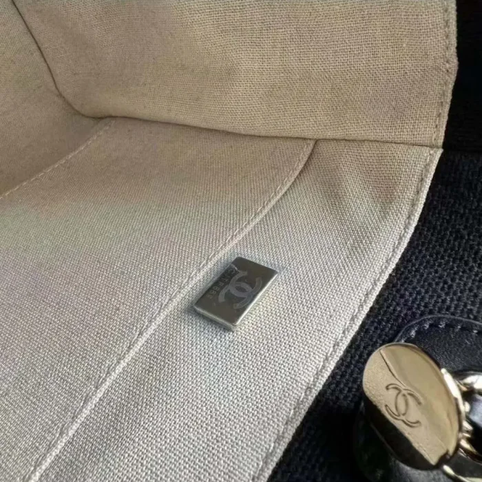 Chanel Women Deanville Shopping Bag Mummy Bag in Canvas and Leather-Black