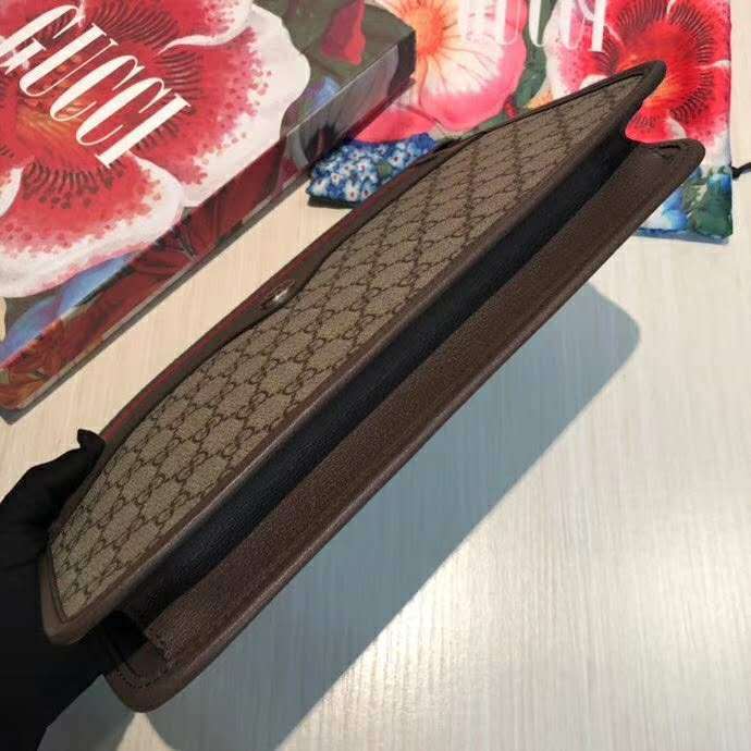 Gucci GG Unisex Ophidia GG Pouch Beige/Ebony GG Supreme Canvas